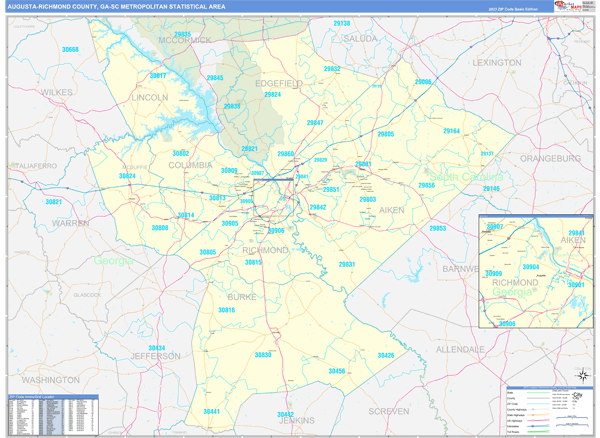 Augusta-Richmond County Metro Area Wall Map